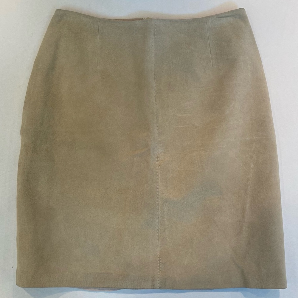 VTG 90s Laundry Shelli Segal Tan 100% Genuine Suede Halter Top & Mini Skirt Set - Picture 4 of 12